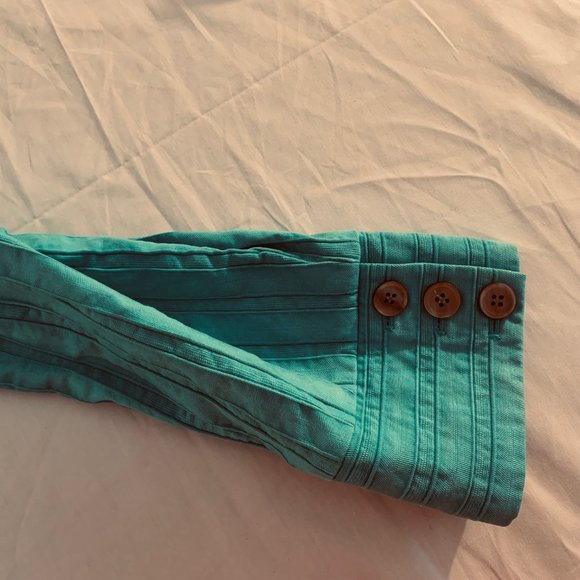 J. Jill Turquoise** Ridged 100% Cotton Blazer Size 12 - Picture 4 of 15